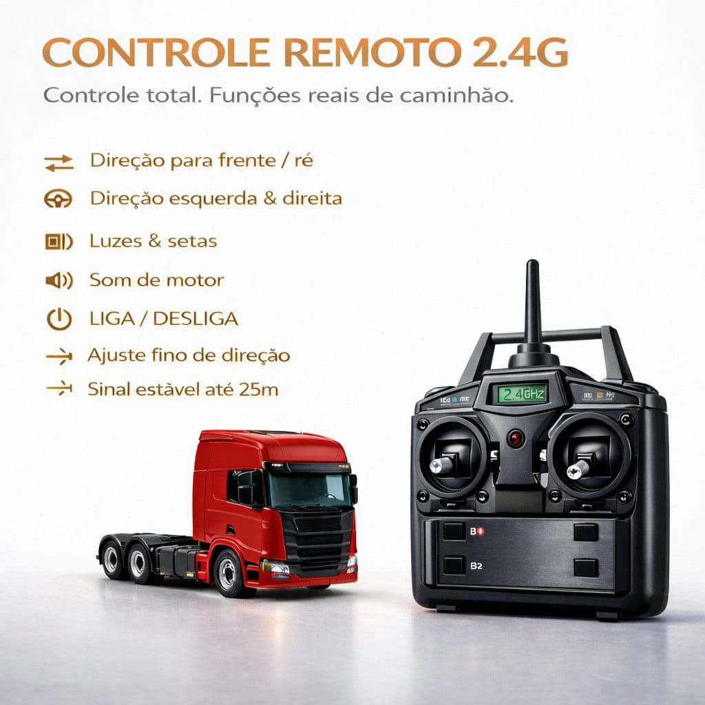 Caminhão Mercedes-Benz Actros 2651 Carreta Graneleira 6x4 – Escala 1/14 (Controle Remoto)