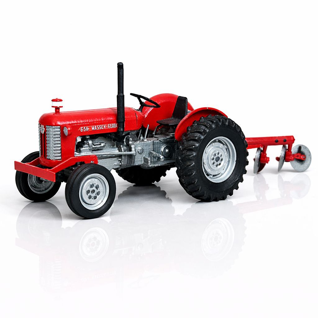 Miniatura Massey Ferguson 65X + Arado 3 Bacias - 1/24 (Controle Remoto)